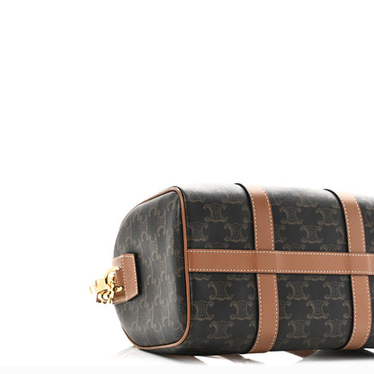 Celine Triomphe Canvas Calfskin Medium Boston Bag Tan 9 of 10