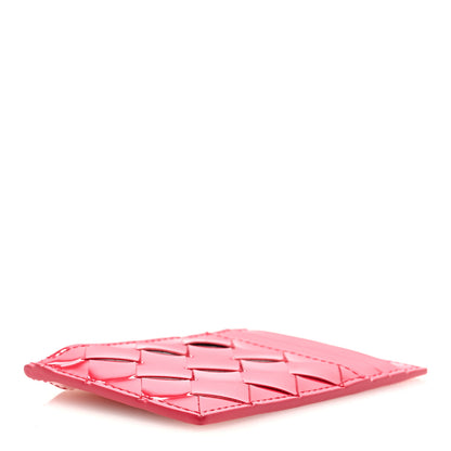 Bottega Veneta Patent Calfskin Intrecciato Zip Card Holder Pink 4 of 6