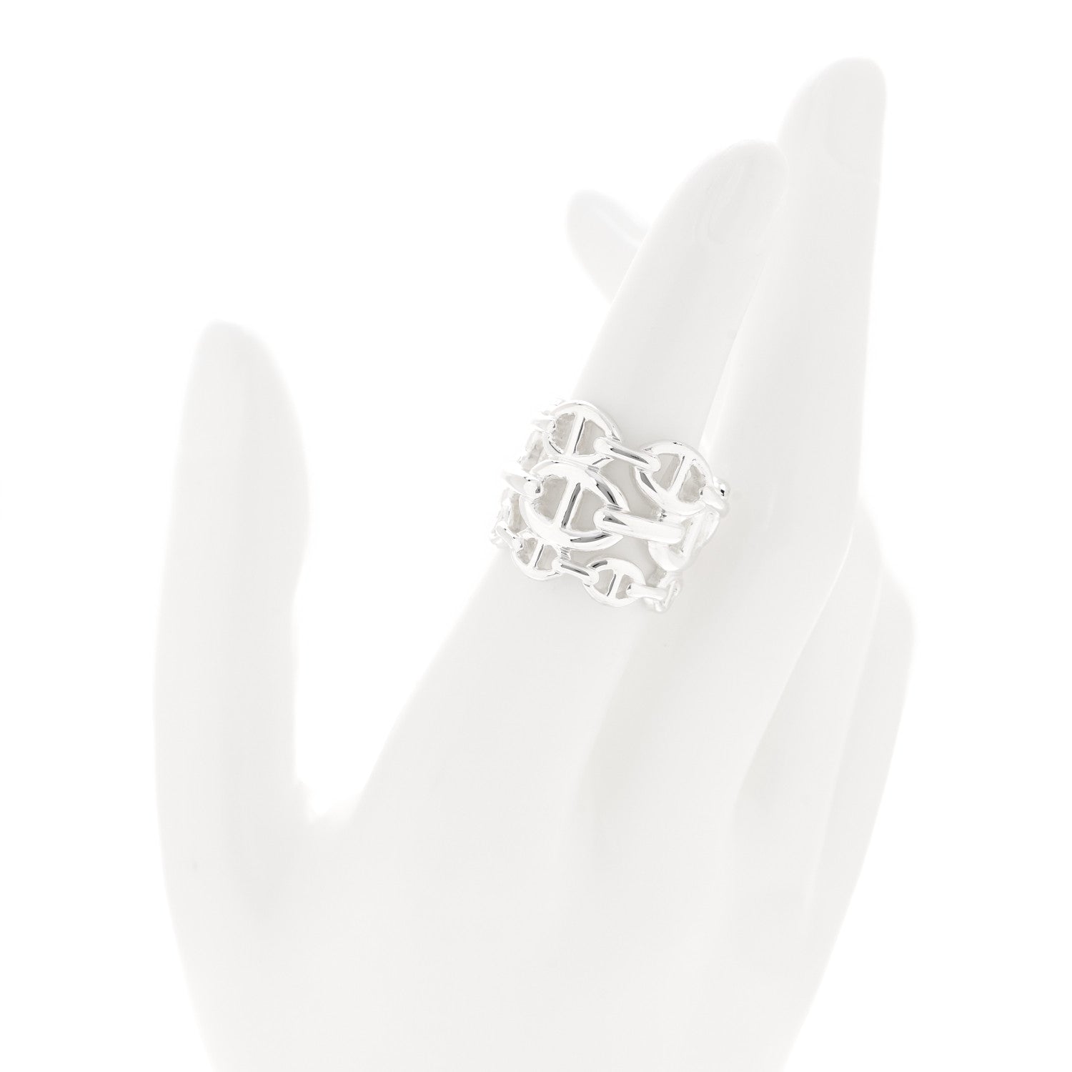 Hermes Sterling Silver GM Chaine d'ncre Enchainee Band Ring 52 6 2 of 5