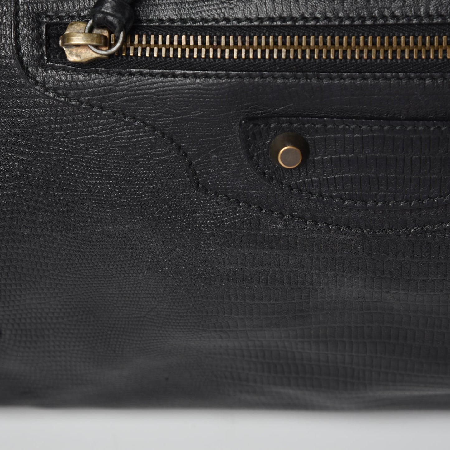 Agneau Lizard Embossed Classic Hardware City Black