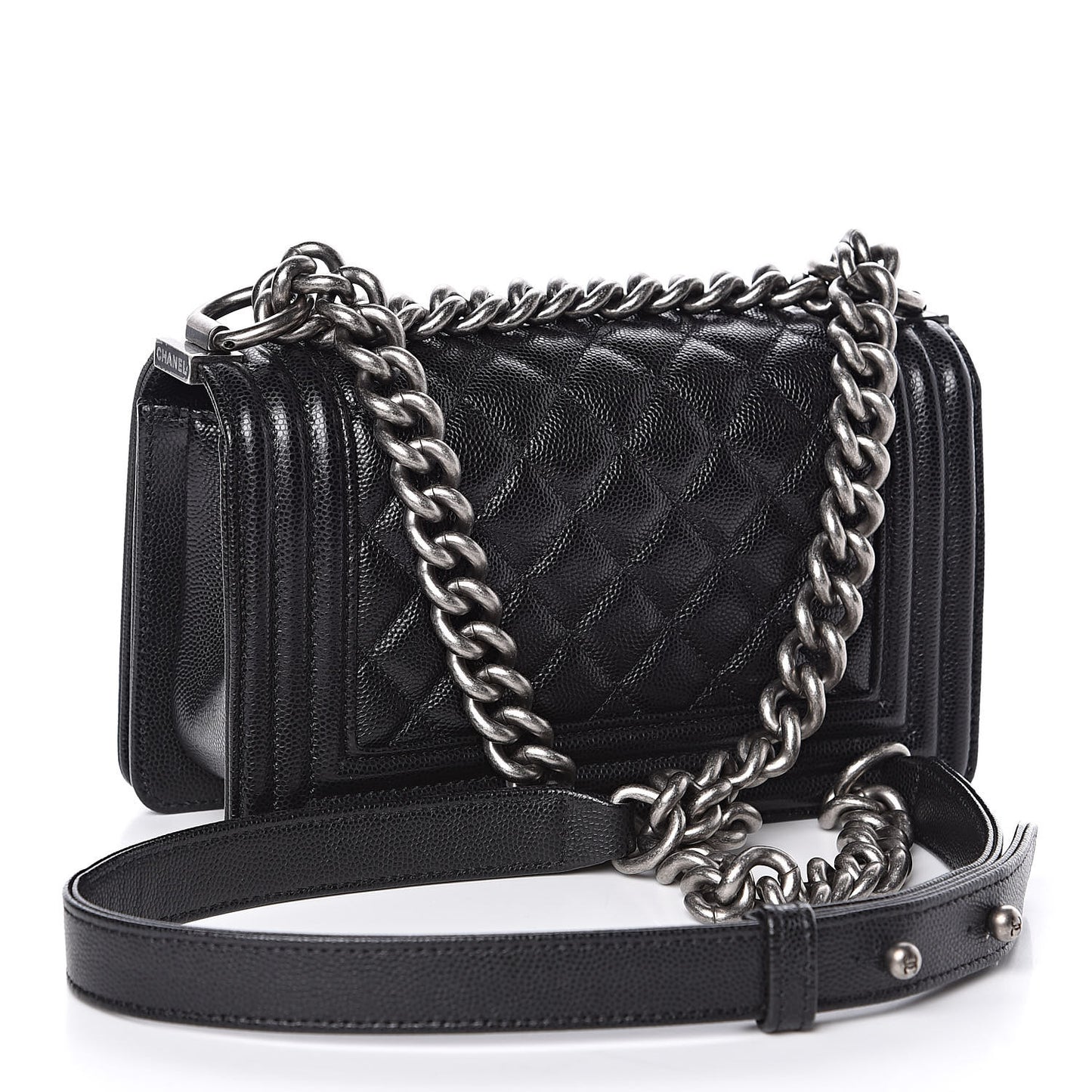 Caviar Quilted Small Boy Flap Black