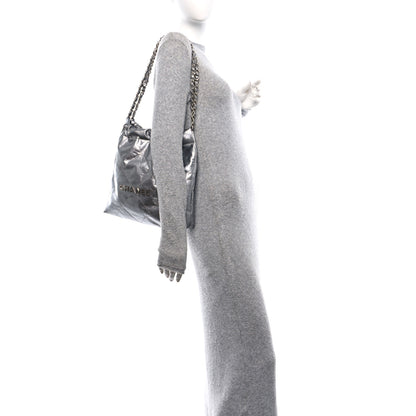 Chanel Metallic Calfskin Quilted Small Chanel 22 Silver 2 of 13