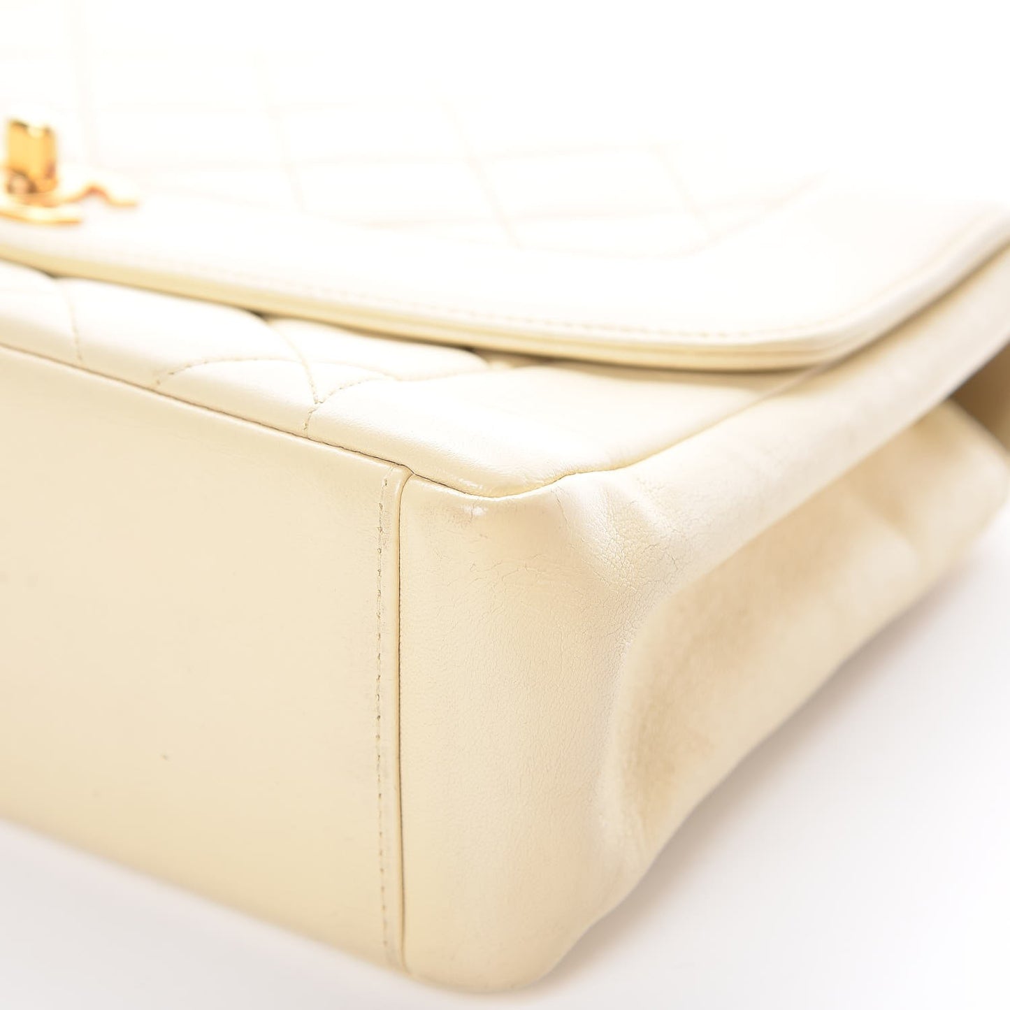 Lambskin Quilted Small Single Flap Beige