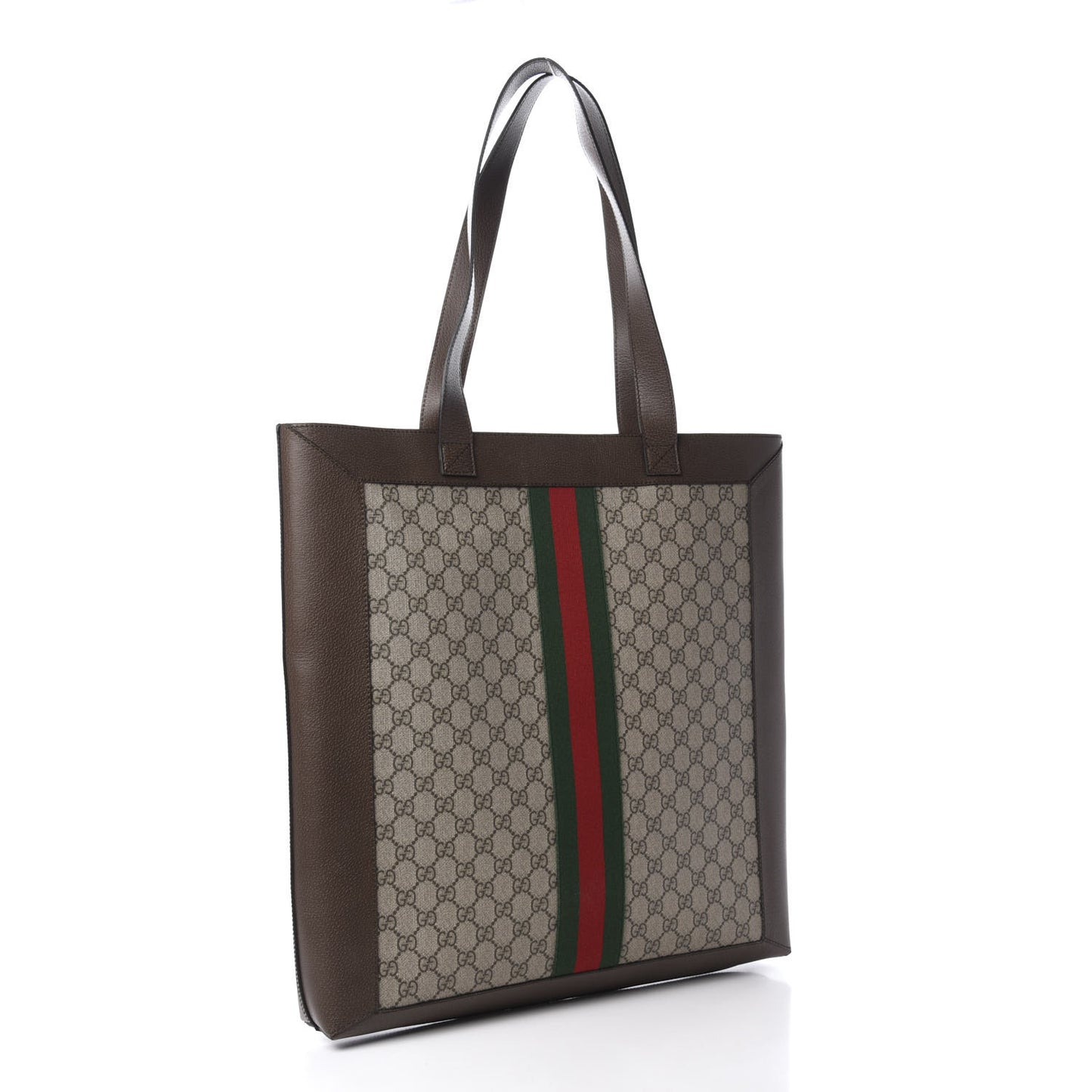 GG Supreme Monogram Web Large Ophidia Vertical Shopping Tote Brown