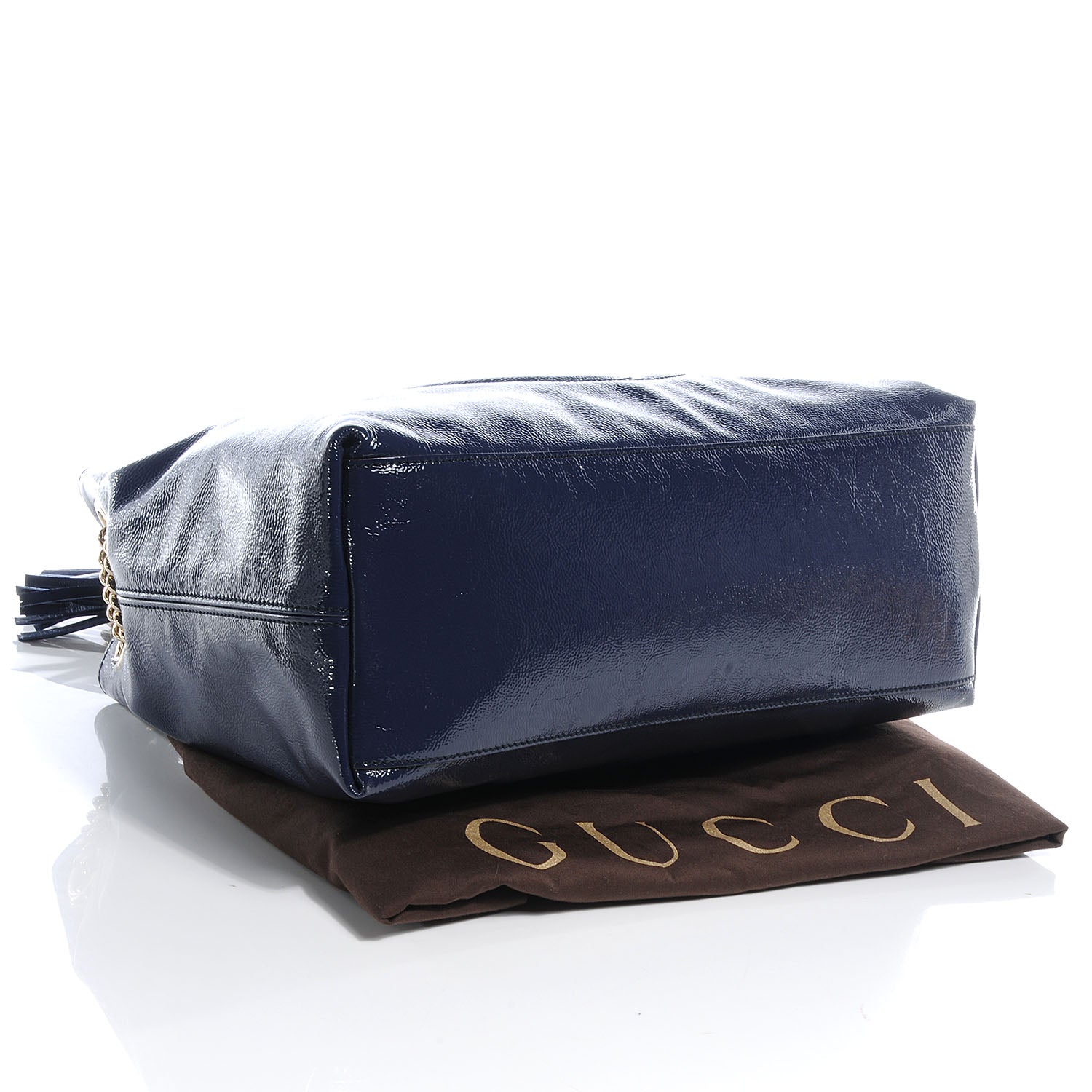Gucci Patent Medium Soho Chain Shoulder Bag Uniform Blue 4 of 8