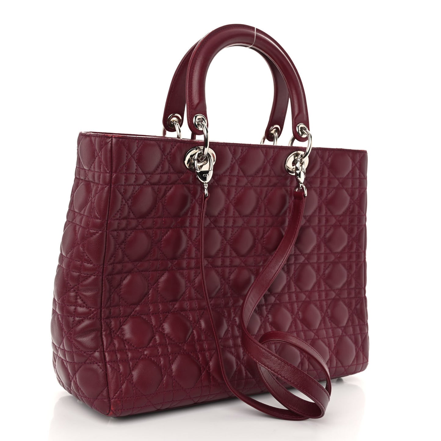 Lambskin Cannage Large Lady Dior Burgundy