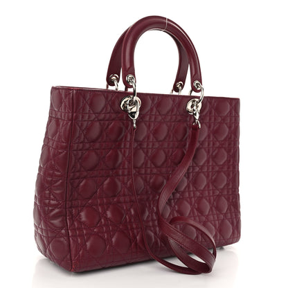 Christian Dior Lambskin Cannage Large Lady Dior Burgundy 3 of 9