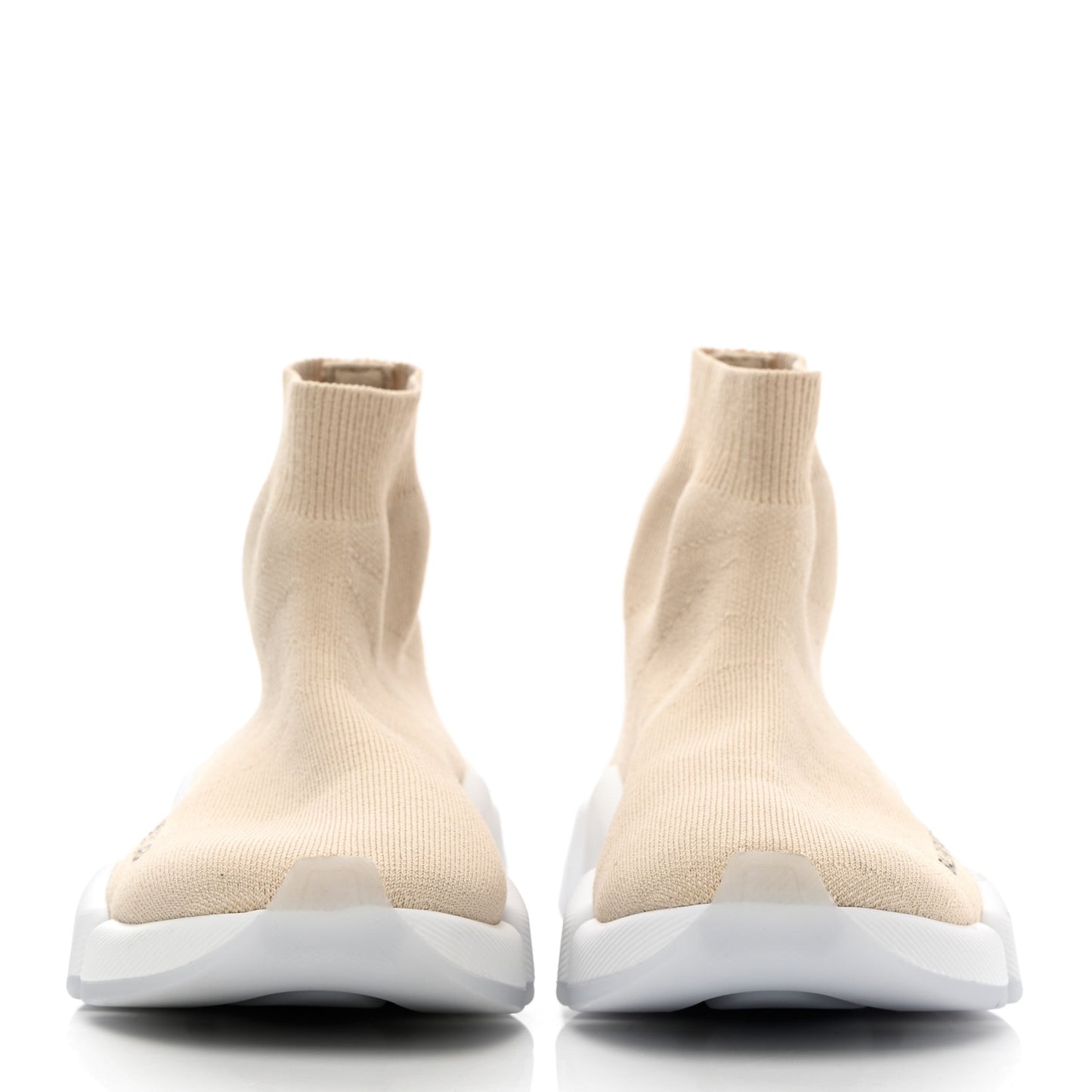 Technical 3D Recycled Knit Bi-Color Womens Speed 2.0 Transparent Sole Sneakers 36 Light Beige White