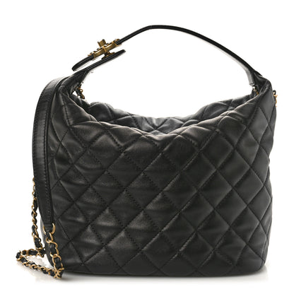 Chanel Lambskin Quilted Large Perfect Meeting Hobo Black 1 of 10