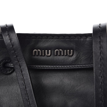 Miu Miu Nappa Fringe Trimmed Bucket Bag Black 6 of 9