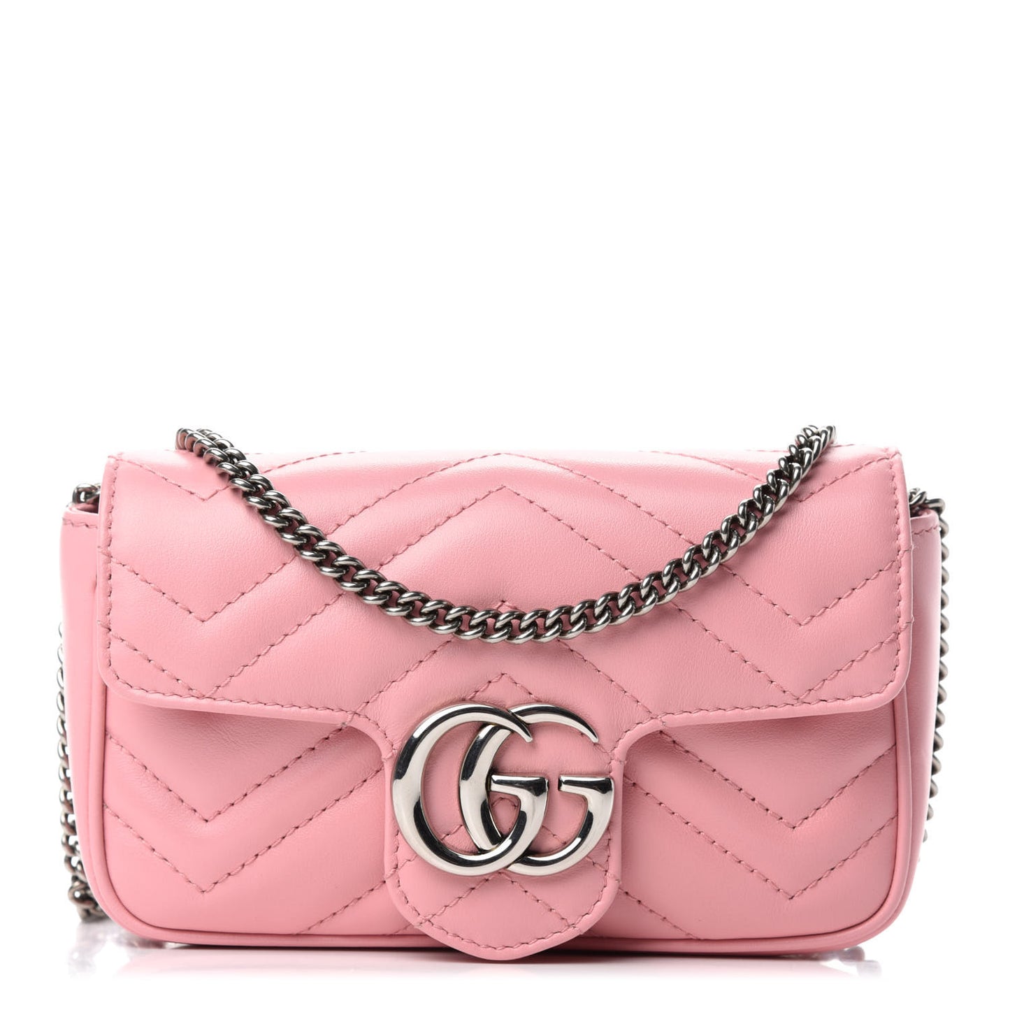 Calfskin Matelasse Super Mini GG Marmont Shoulder Bag Wild Rose