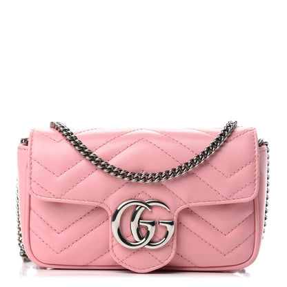 Gucci Calfskin Matelasse Super Mini GG Marmont Shoulder Bag Wild Rose 1 of 11