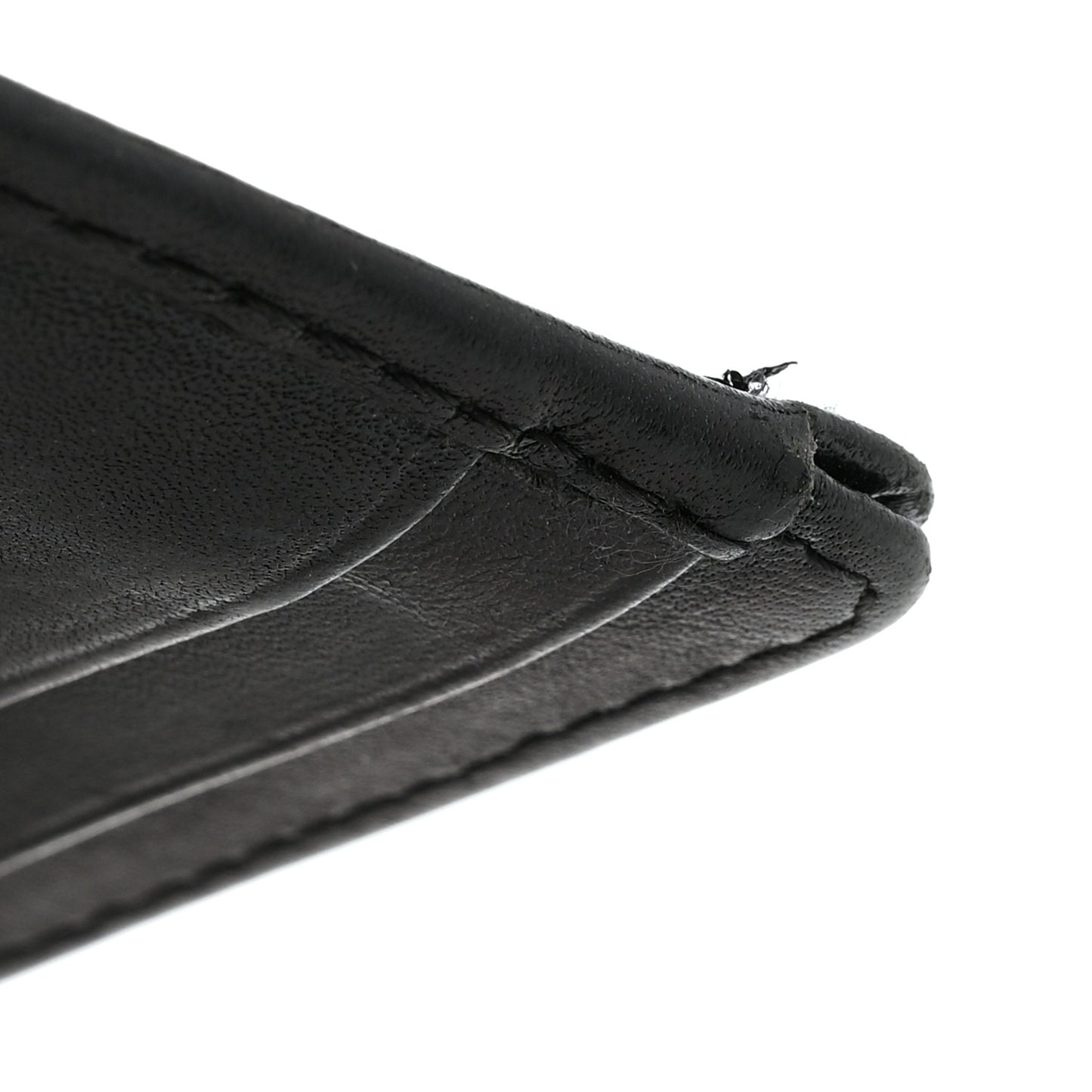 Calfskin Quilted Cambon Card Holder Black White