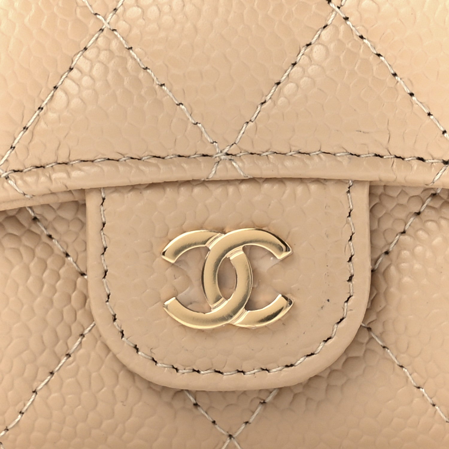 Chanel Caviar Quilted Flap Card Holder Wallet Light Beige 9 of 13