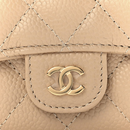 Chanel Caviar Quilted Flap Card Holder Wallet Light Beige 9 of 13