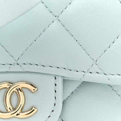 Chanel Lambskin Quilted Flap Bow Chain Waist Bag Light Blue 8 of 11