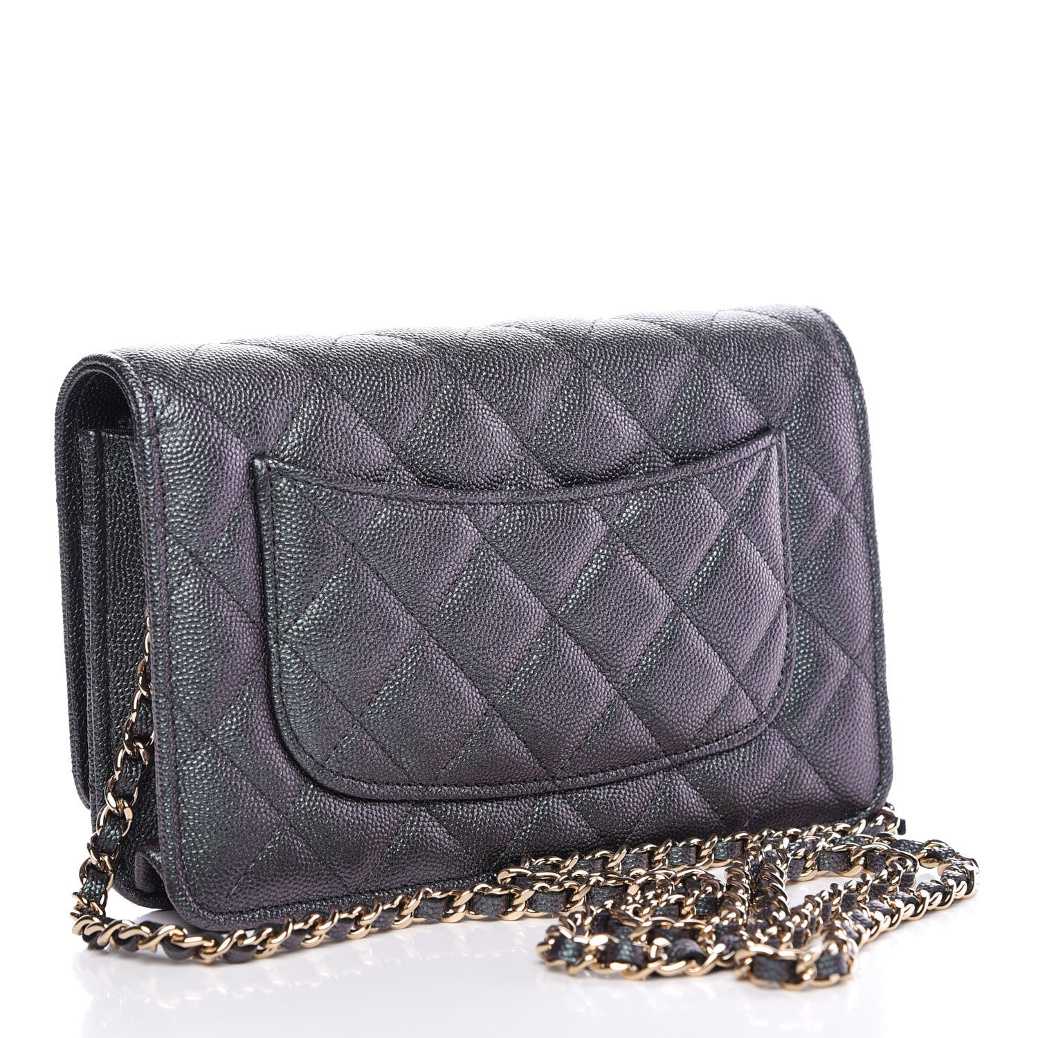 Chanel Iridescent Caviar Quilted Wallet On Chain WOC Black 3 of 13