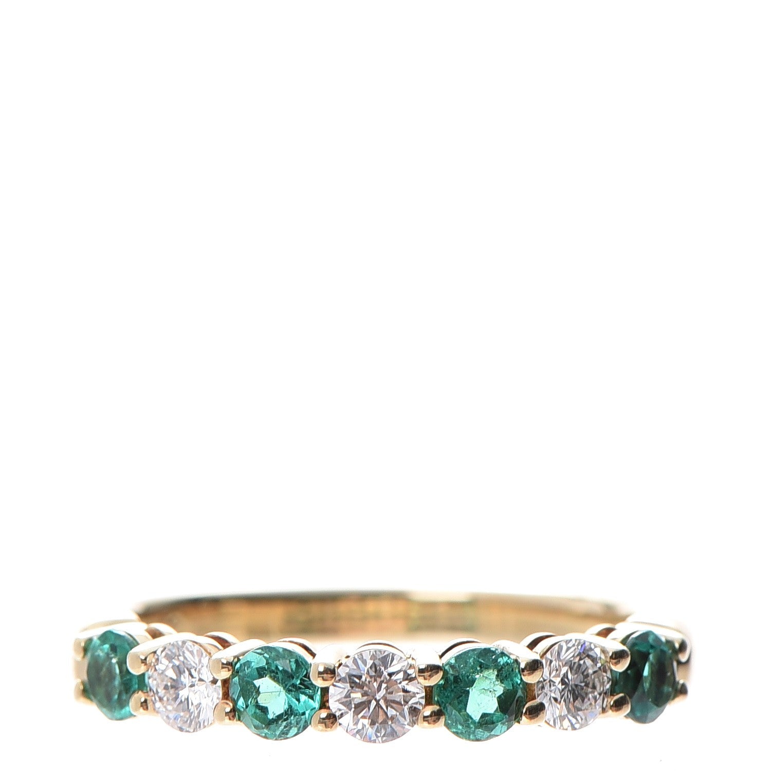 Tiffany 18K Yellow Gold Emerald Diamond Band Ring 4.75 1 of 7