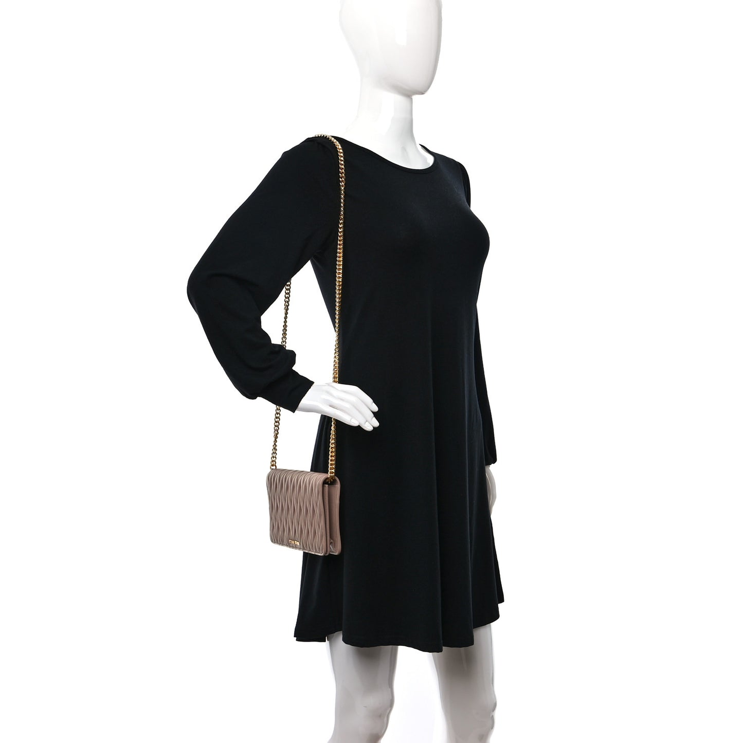 Nappa Matelasse Chain Crossbody Bag Cammeo