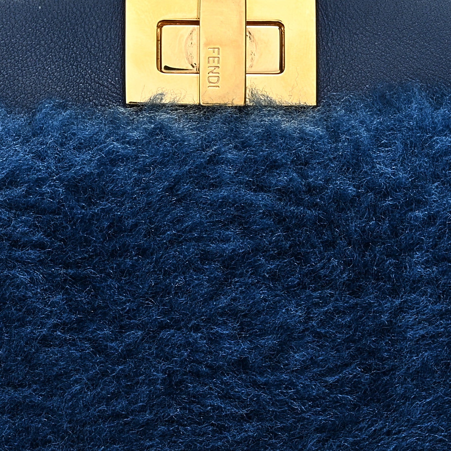 Shearling Shiny Nappa Micro Peekaboo Iconic Satchel Blue