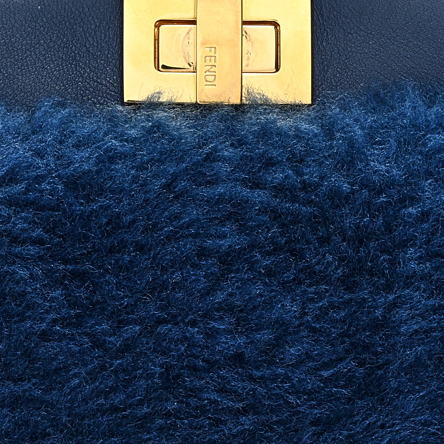 Fendi Shearling Shiny Nappa Micro Peekaboo Iconic Satchel Blue 8 of 10