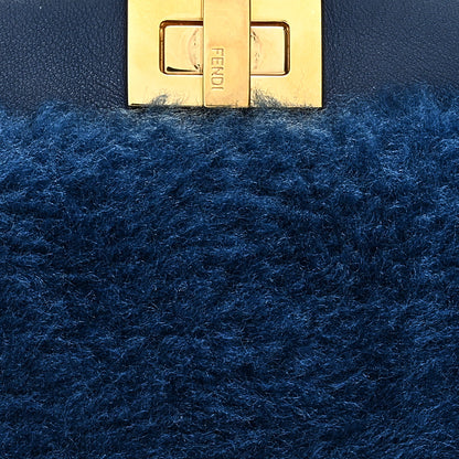 Fendi Shearling Shiny Nappa Micro Peekaboo Iconic Satchel Blue 8 of 10