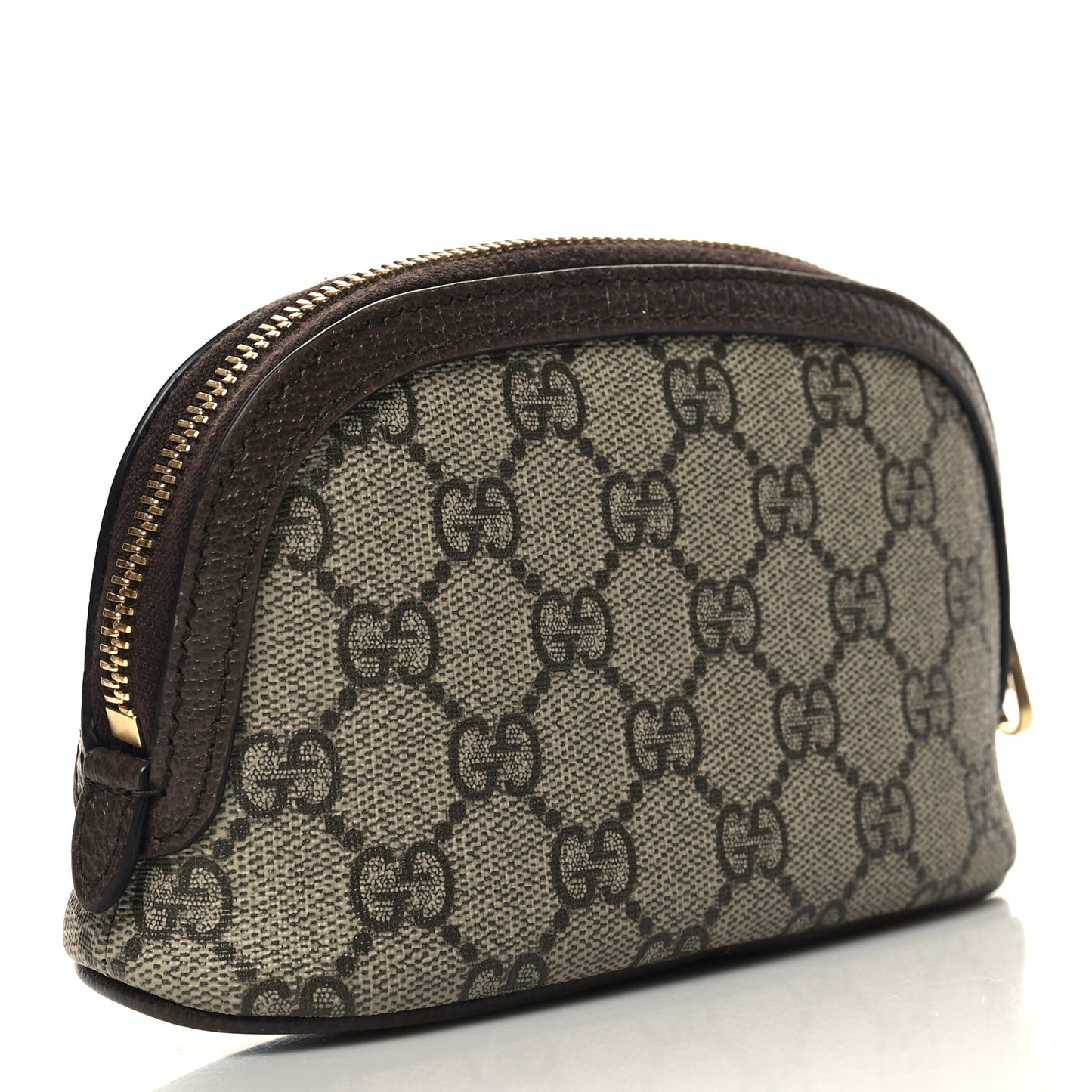 GG Supreme Monogram Textured Calfskin Web Medium Ophidia Cosmetic Case Beige Ebony New Acero