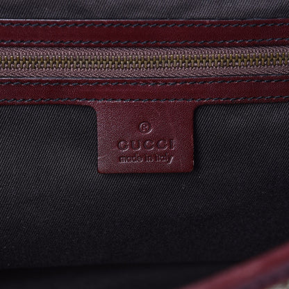 Gucci Monogram Studded Bamboo Bullet Satchel Burgundy 6 of 16