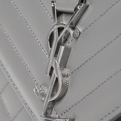 Saint Laurent Grain De Poudre Textured Mixed Matelasse Medium Triquilt Monogram Satchel New Stone 12 of 13