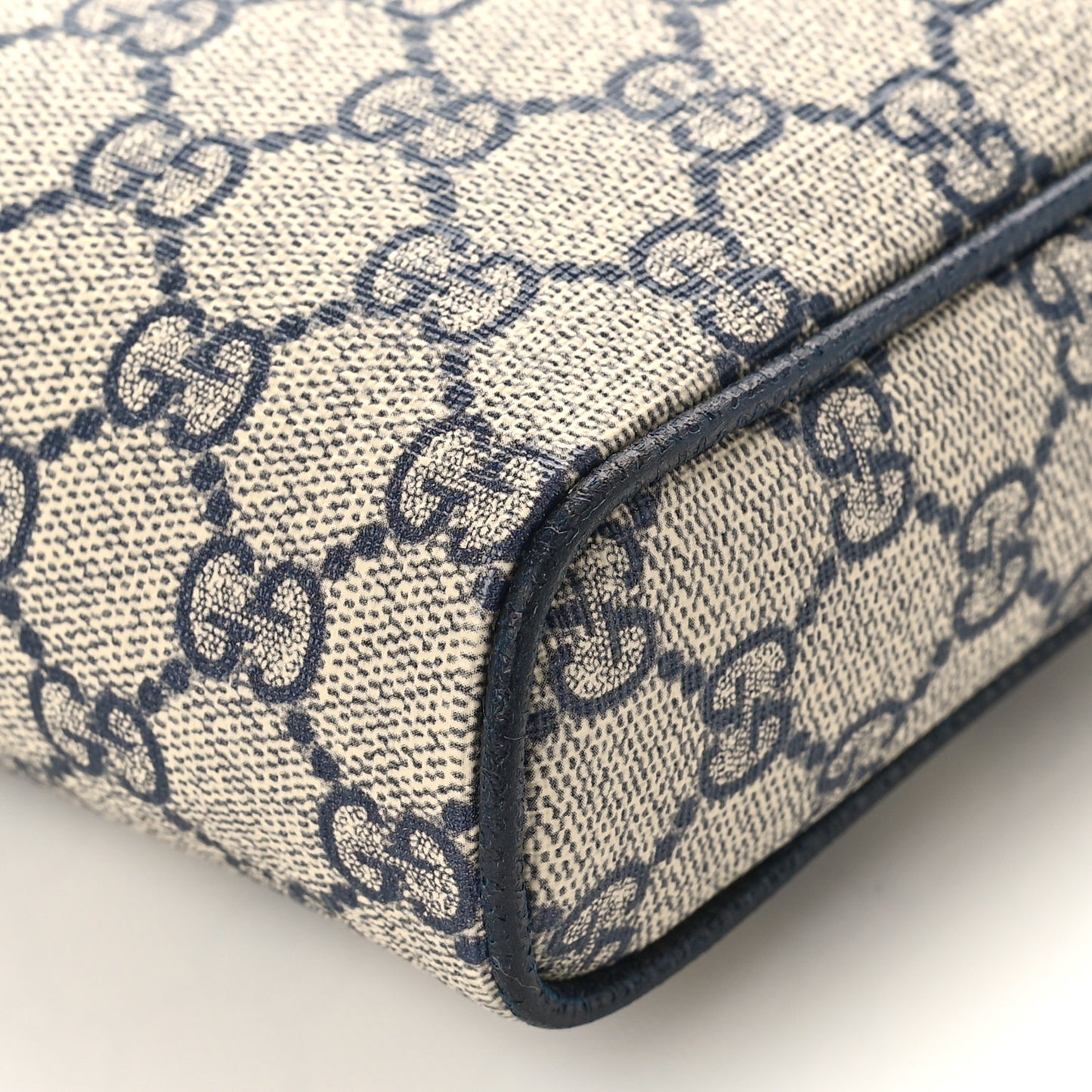 GG Supreme Monogram Textured Dollar Calfskin Web Small Ophidia Messenger Bag Beige Blue