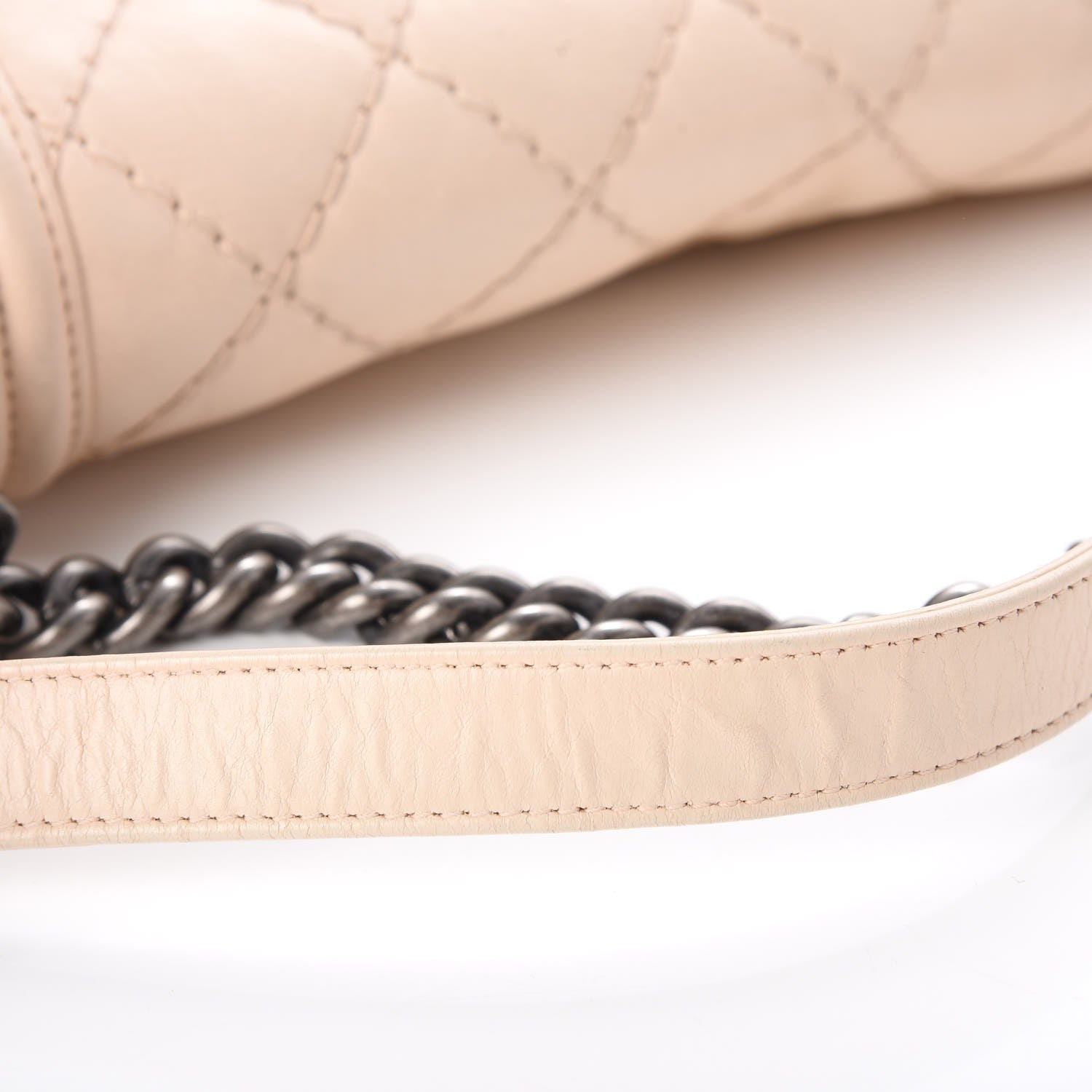 Chanel Calfskin Quilted Double Stitch Medium Boy Flap Beige 15 of 16