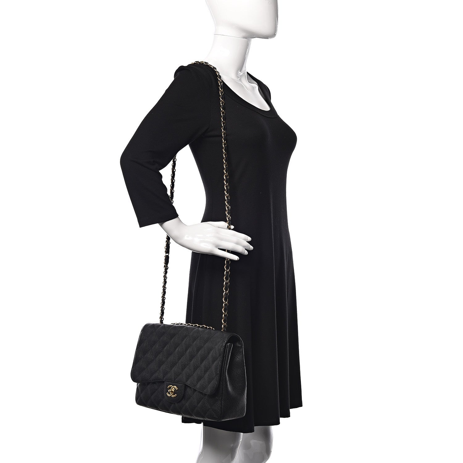 Chanel Caviar Quilted Jumbo Single Flap Black 2 of 11