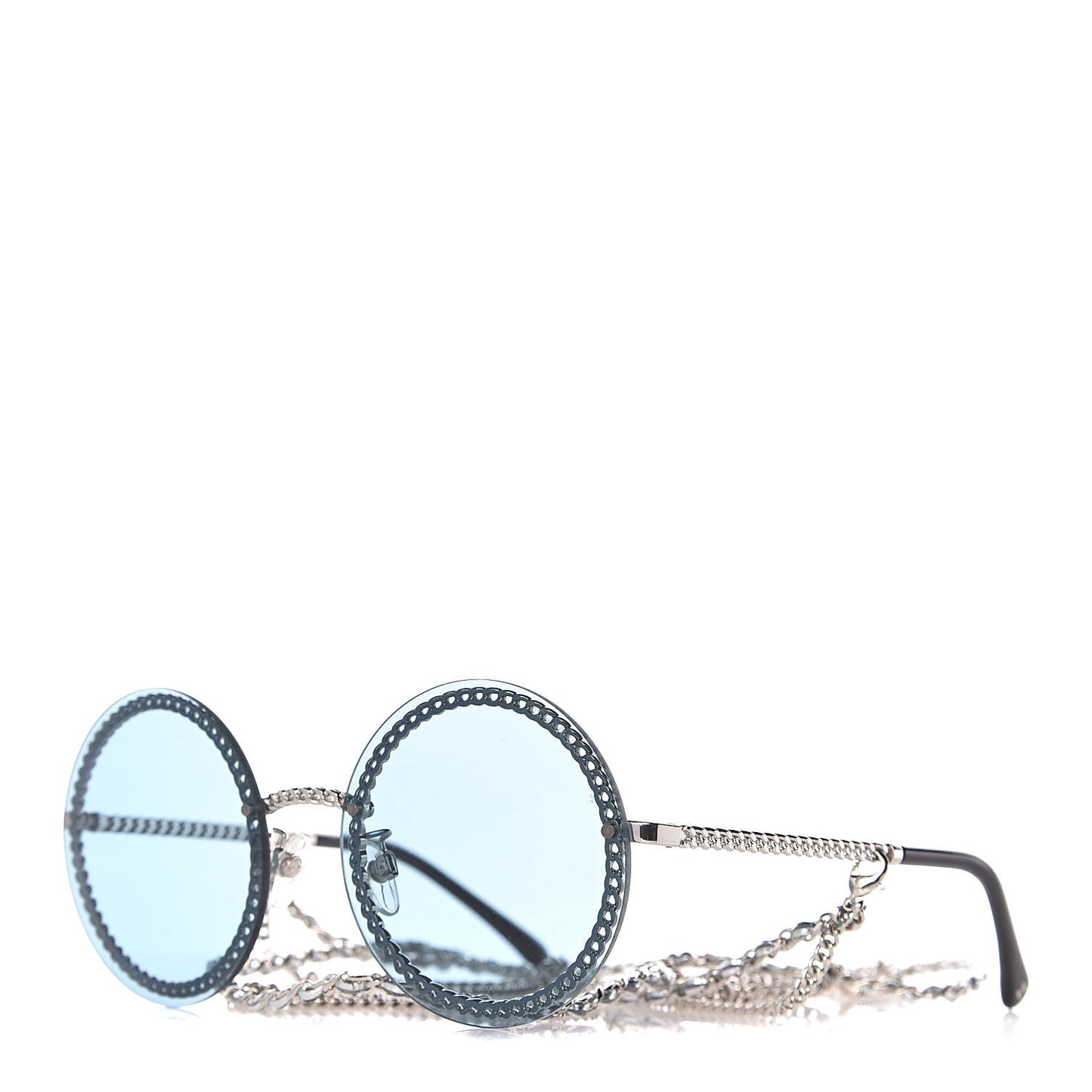 Chain Round Sunglasses 4245 Blue Silver