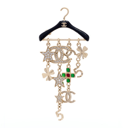 Chanel Crystal Gripoix CC Charms Hanger Brooch Gold 1 of 4