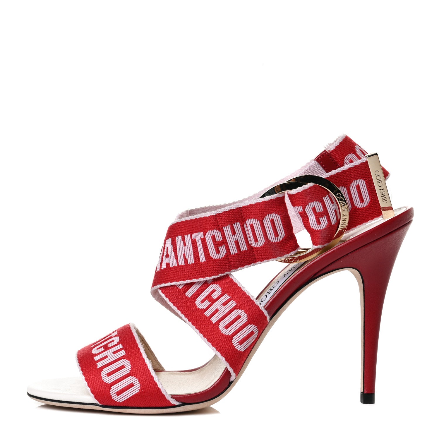 Jimmy Choo Canvas Bailey 100 Pumps 41 Red White 1 of 10