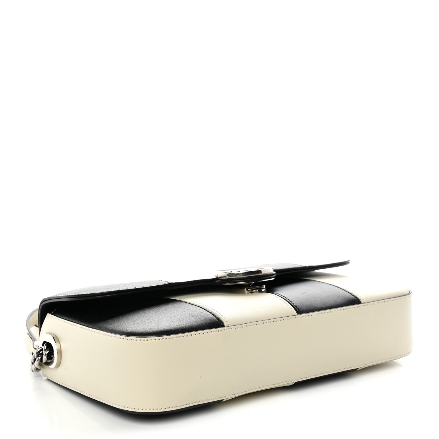 Gucci Senna Calfskin Lines Petite GG Top Handle Shoulder Bag Black Mystic White 4 of 10