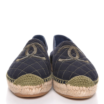 Chanel Fabric CC Espadrilles 38 Blue Green 3 of 12