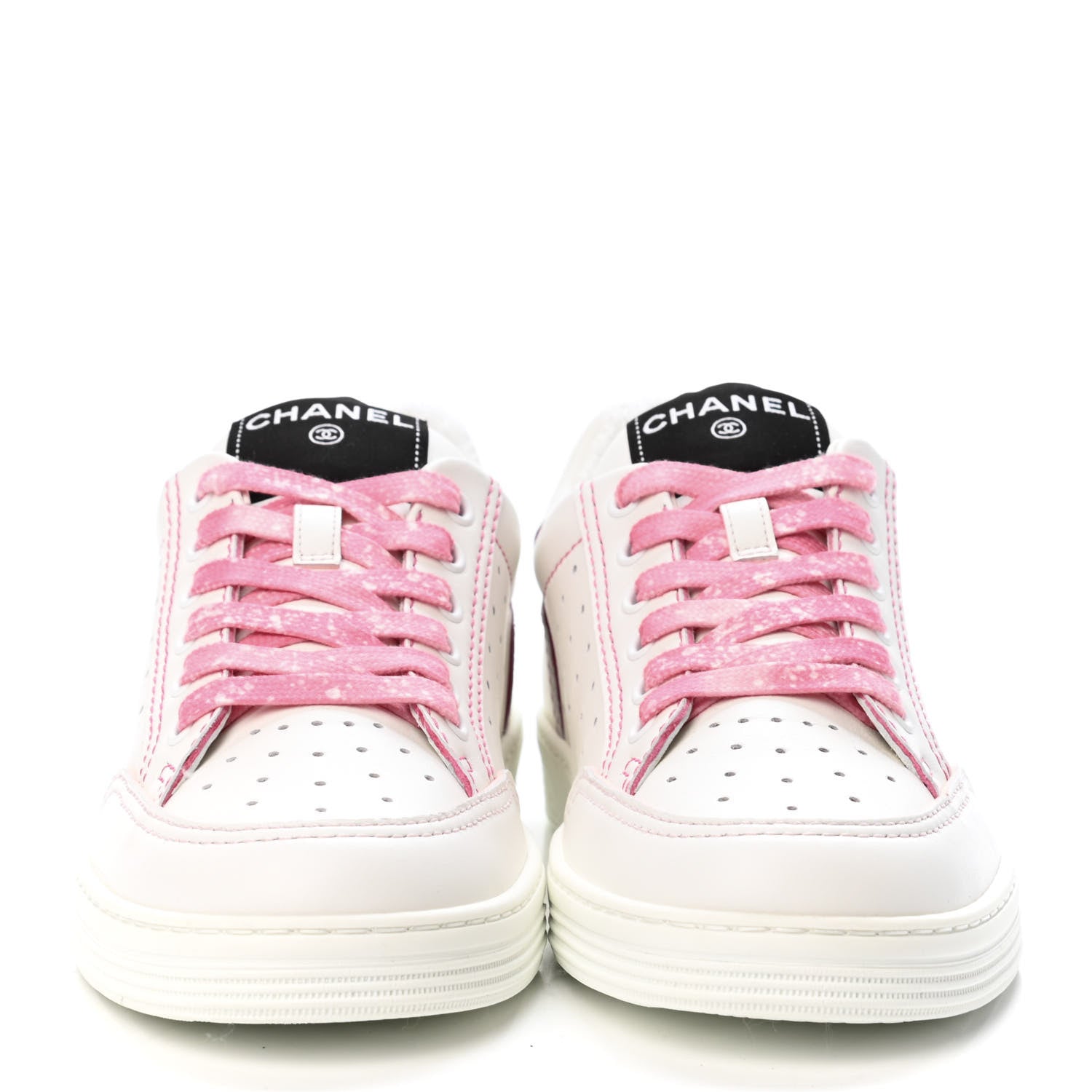 Chanel Calfskin Womens Logo Sneakers 36.5 White Pink 2 of 4