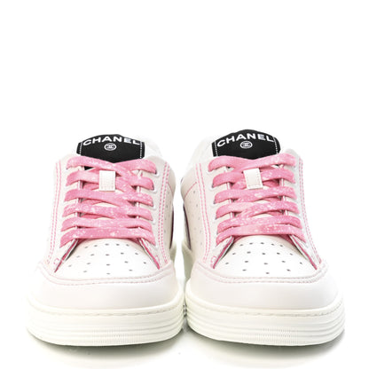 Chanel Calfskin Womens Logo Sneakers 36.5 White Pink 2 of 4