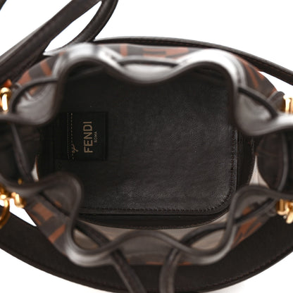 Fendi Mesh Vitello Grace F is Fendi FF 1974 Mini Mon Tresor Bucket Bag Marrone Black Ebano 5 of 8
