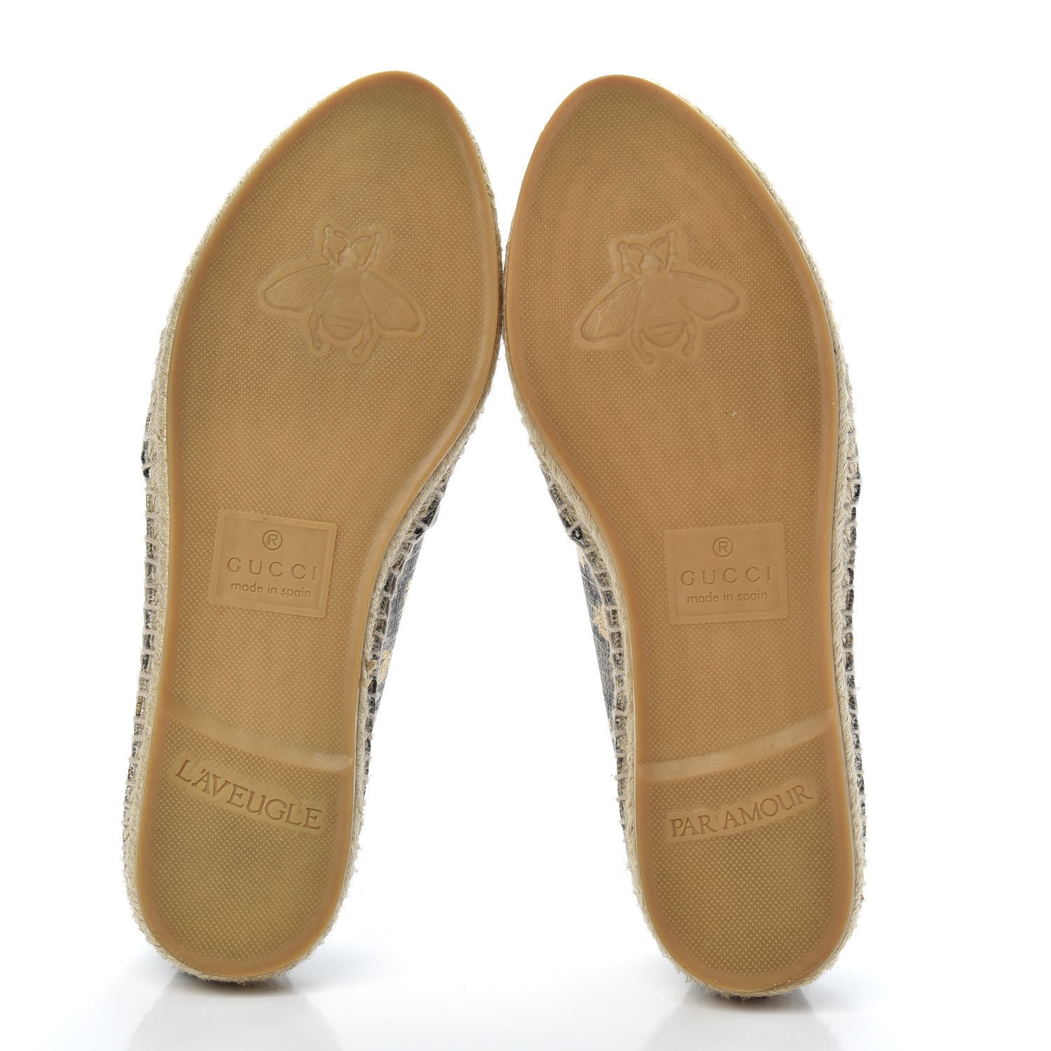 Gucci GG Supreme Monogram Bees Espadrille Flats 38.5 Beige Ebony Oro Black 5 of 11