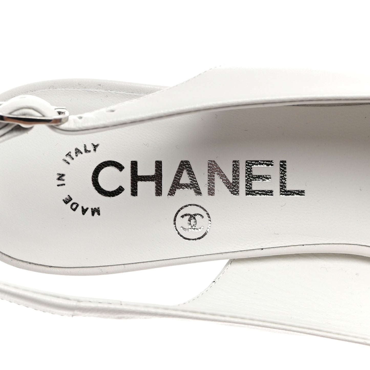Goatskin Grosgrain Pointed Cap Toe CC Slingback Pumps 36.5 White Black