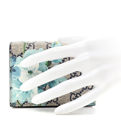 Gucci GG Supreme Monogram Blooms Card Case Wallet Beige Blue Navy Hibiscus Red 2 of 8
