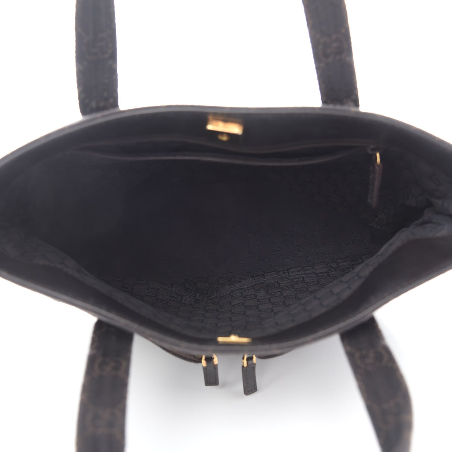 Gucci Denim Monogram Double Pocket Tote Dark Brown 5 of 10