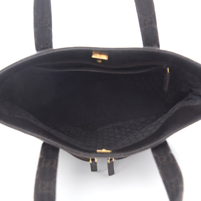 Gucci Denim Monogram Double Pocket Tote Dark Brown 5 of 10