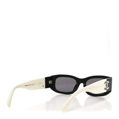 Chanel Acetate Polarized Rectangle Sunglasses 5525-A Black White 4 of 7