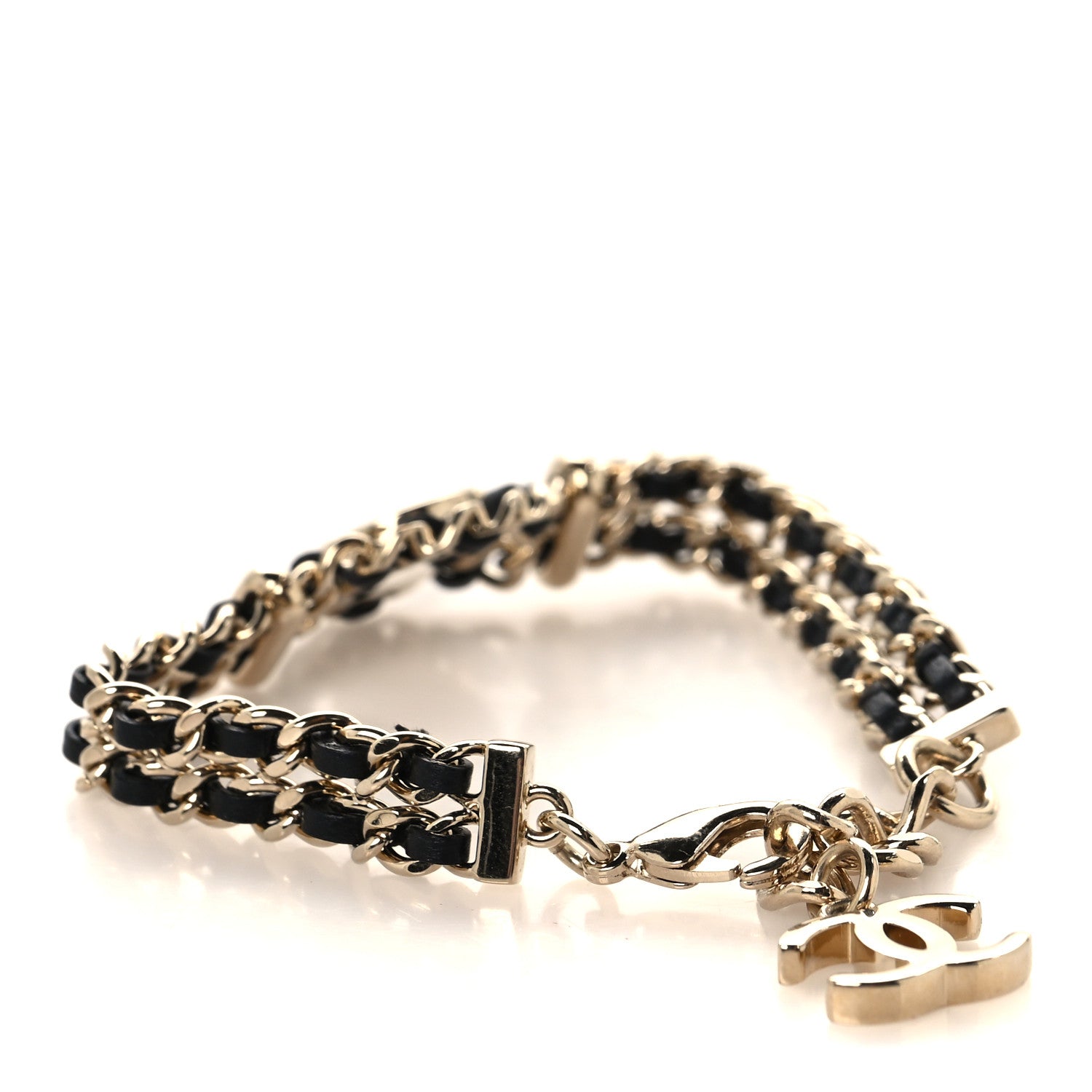 Chanel Lambskin CC Chain Bracelet Gold Black 3 of 4