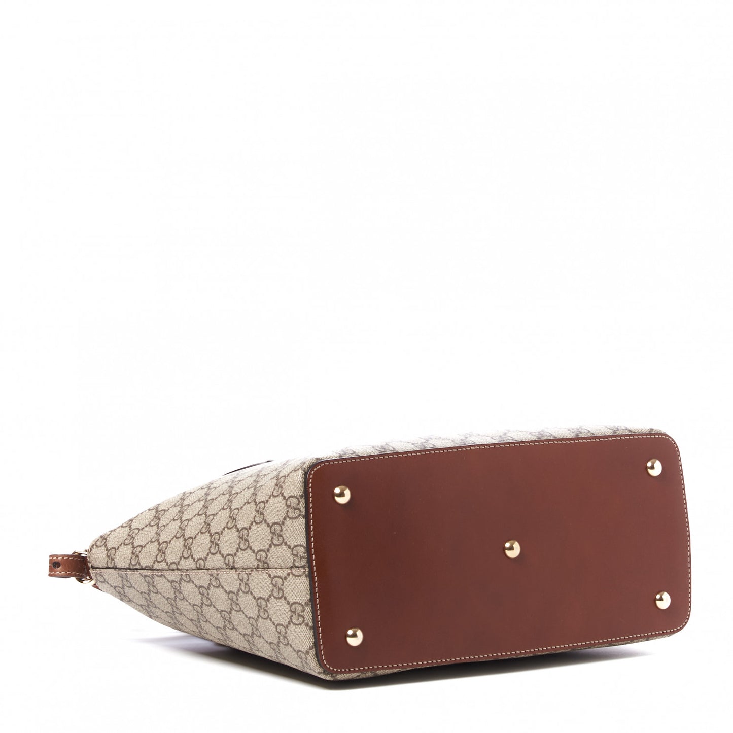 GG Supreme Monogram Linea A Foldover Tote Brown