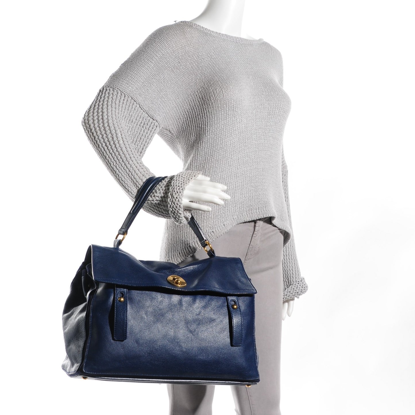 Calfskin Canvas Medium Muse Two Navy