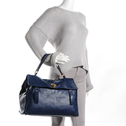 Saint Laurent Calfskin Canvas Medium Muse Two Navy 2 of 9